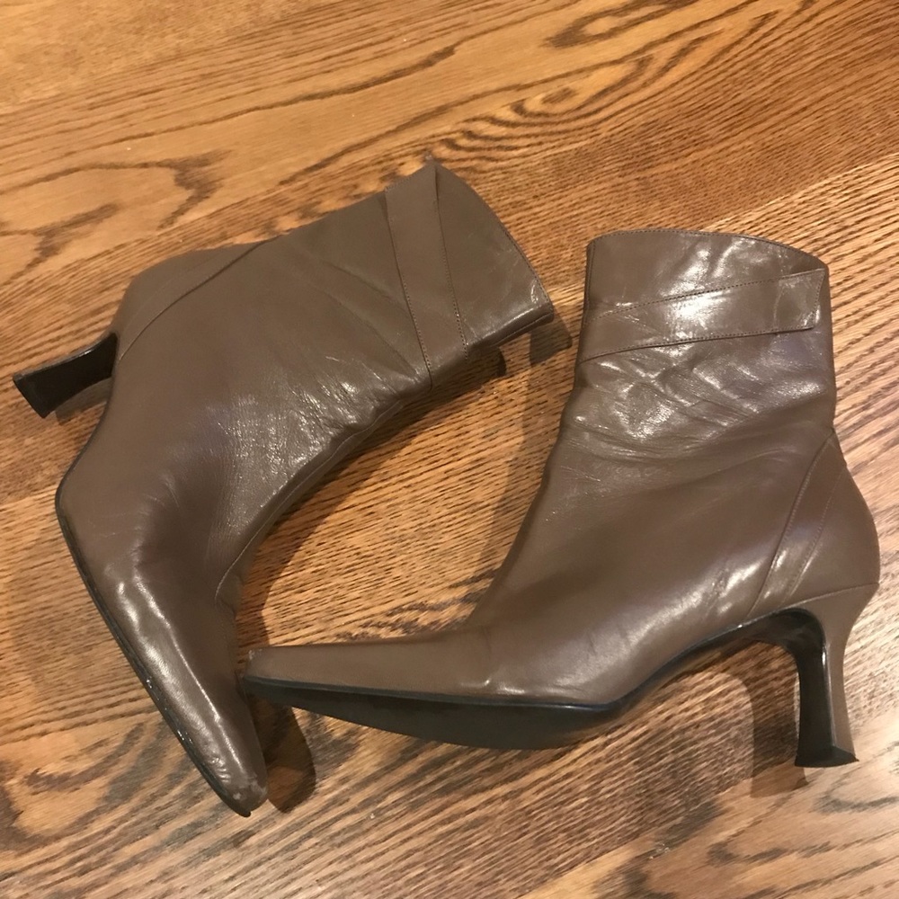 Taupe leather booties